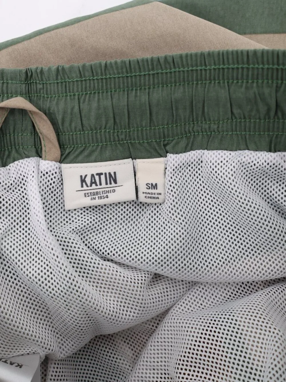 Katin Swim Trunks Mens Small Mesh Lined Striped Nylon Drawstring Elastic Waist